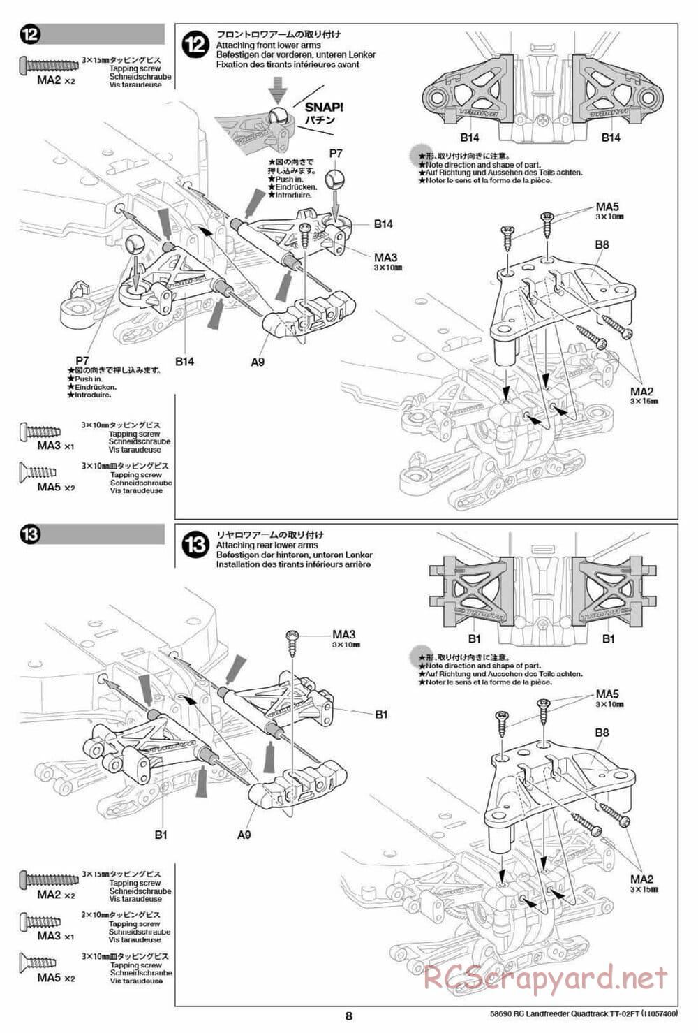 Tamiya - Landfreeder Quadtrack - TT-02FT Chassis - Manual - Page 8