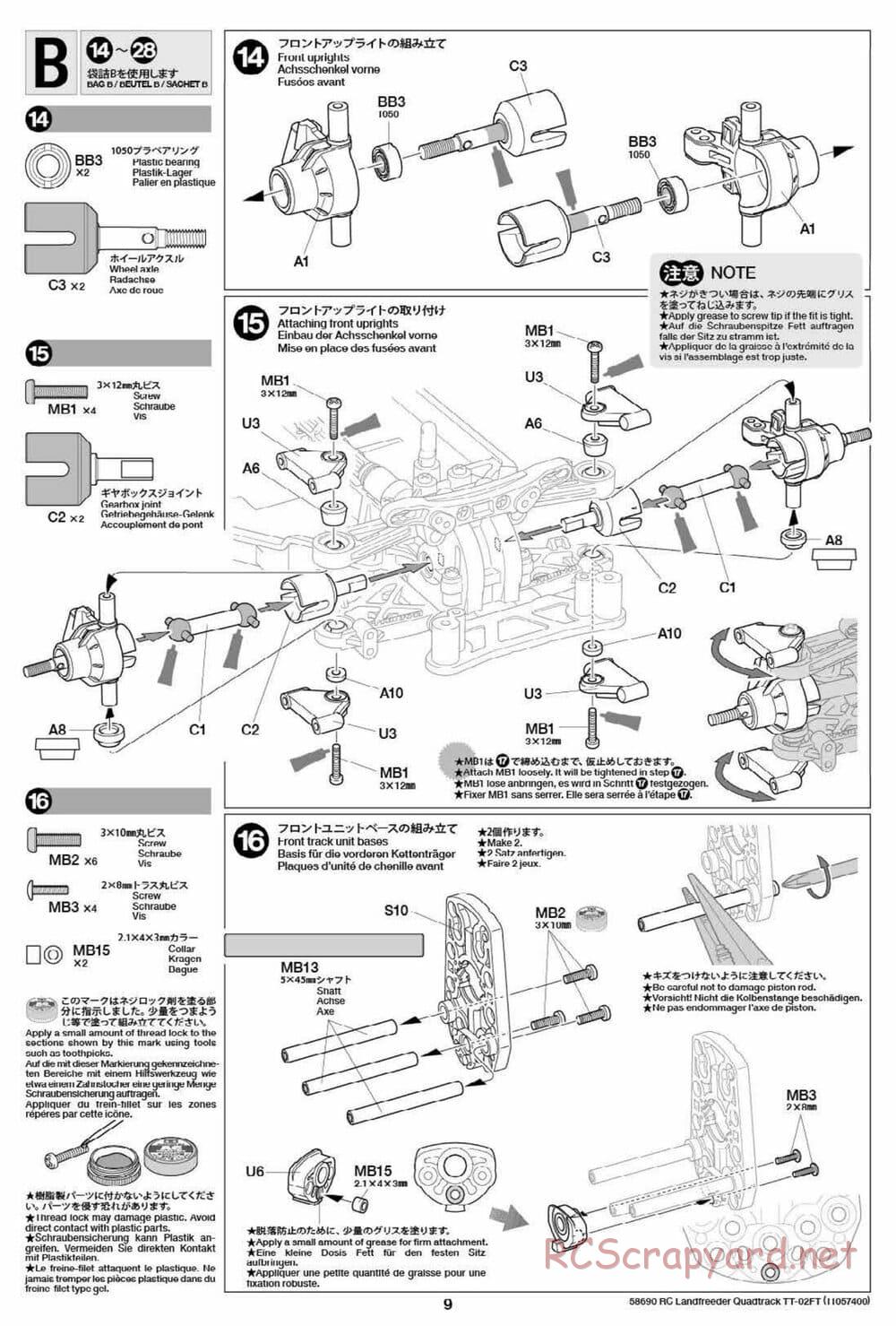 Tamiya - Landfreeder Quadtrack - TT-02FT Chassis - Manual - Page 9
