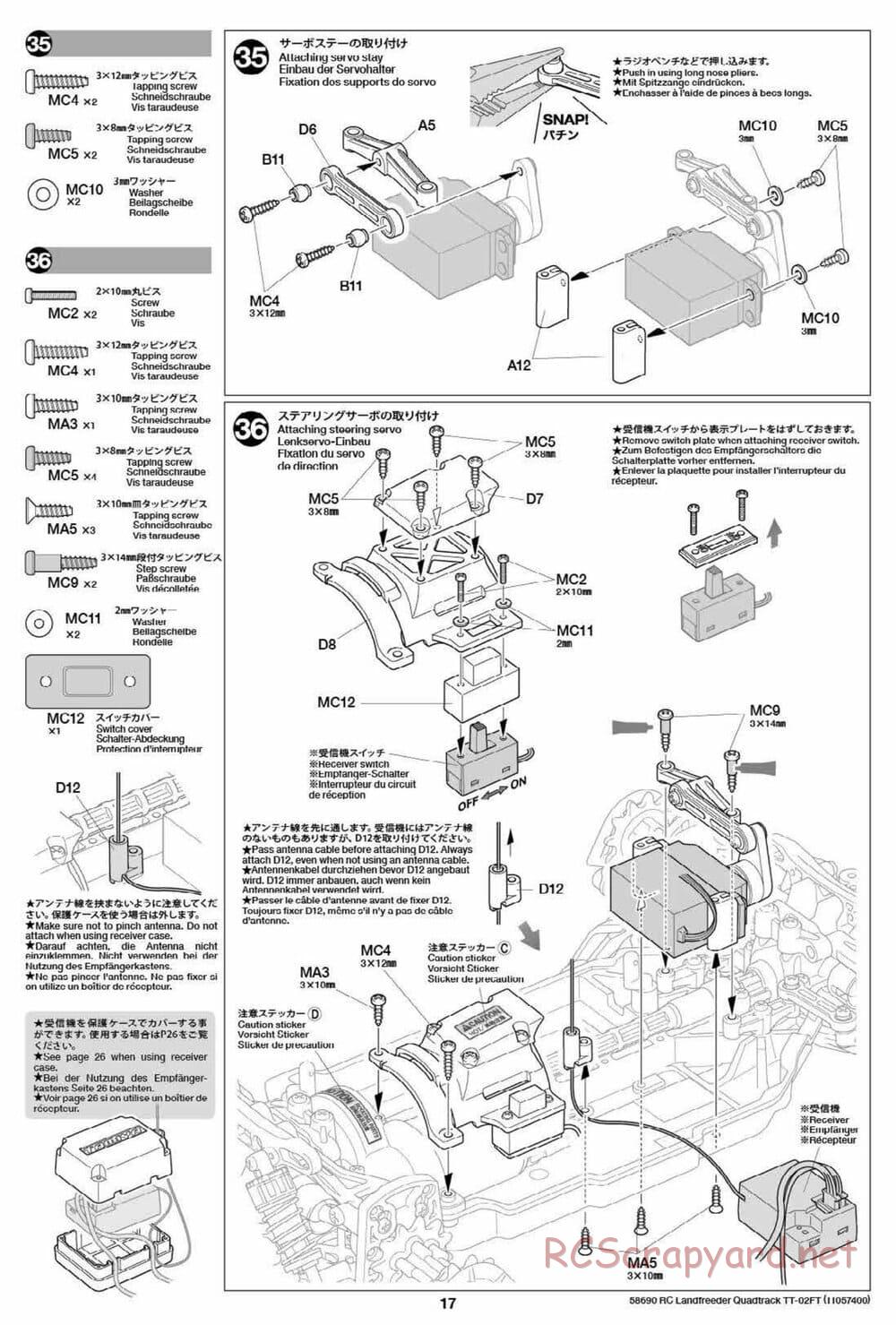 Tamiya - Landfreeder Quadtrack - TT-02FT Chassis - Manual - Page 17