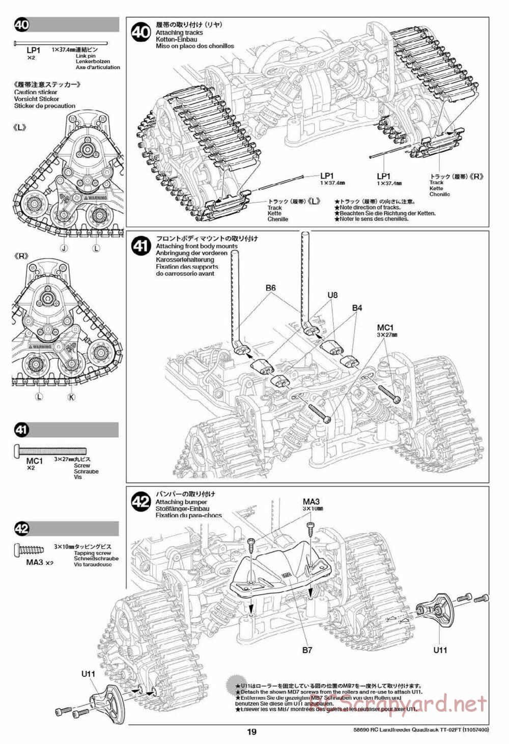 Tamiya - Landfreeder Quadtrack - TT-02FT Chassis - Manual - Page 19