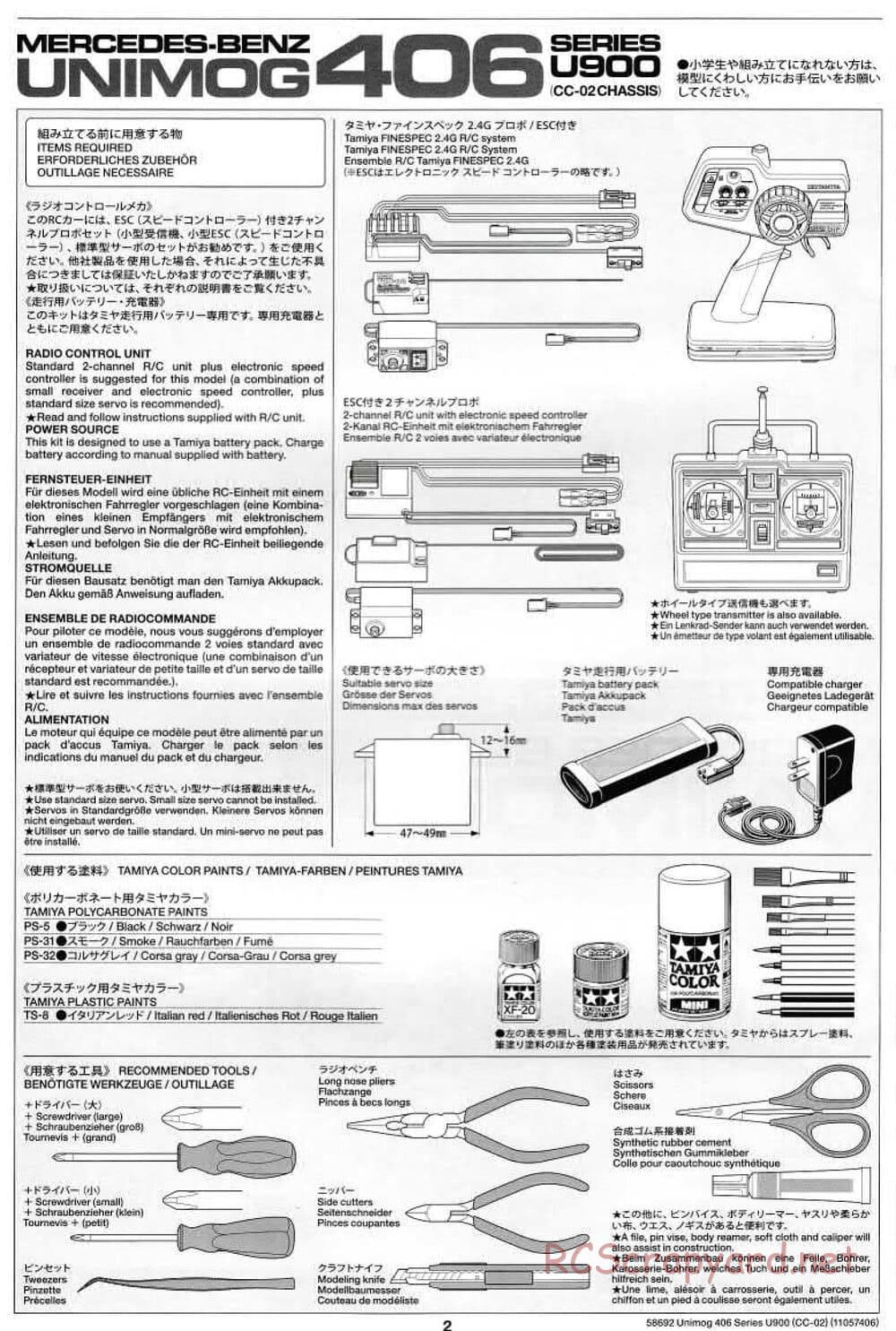 Tamiya - Mercedes-Benz Unimog 406 Series U900 - CC-02 Chassis - Manual - Page 2