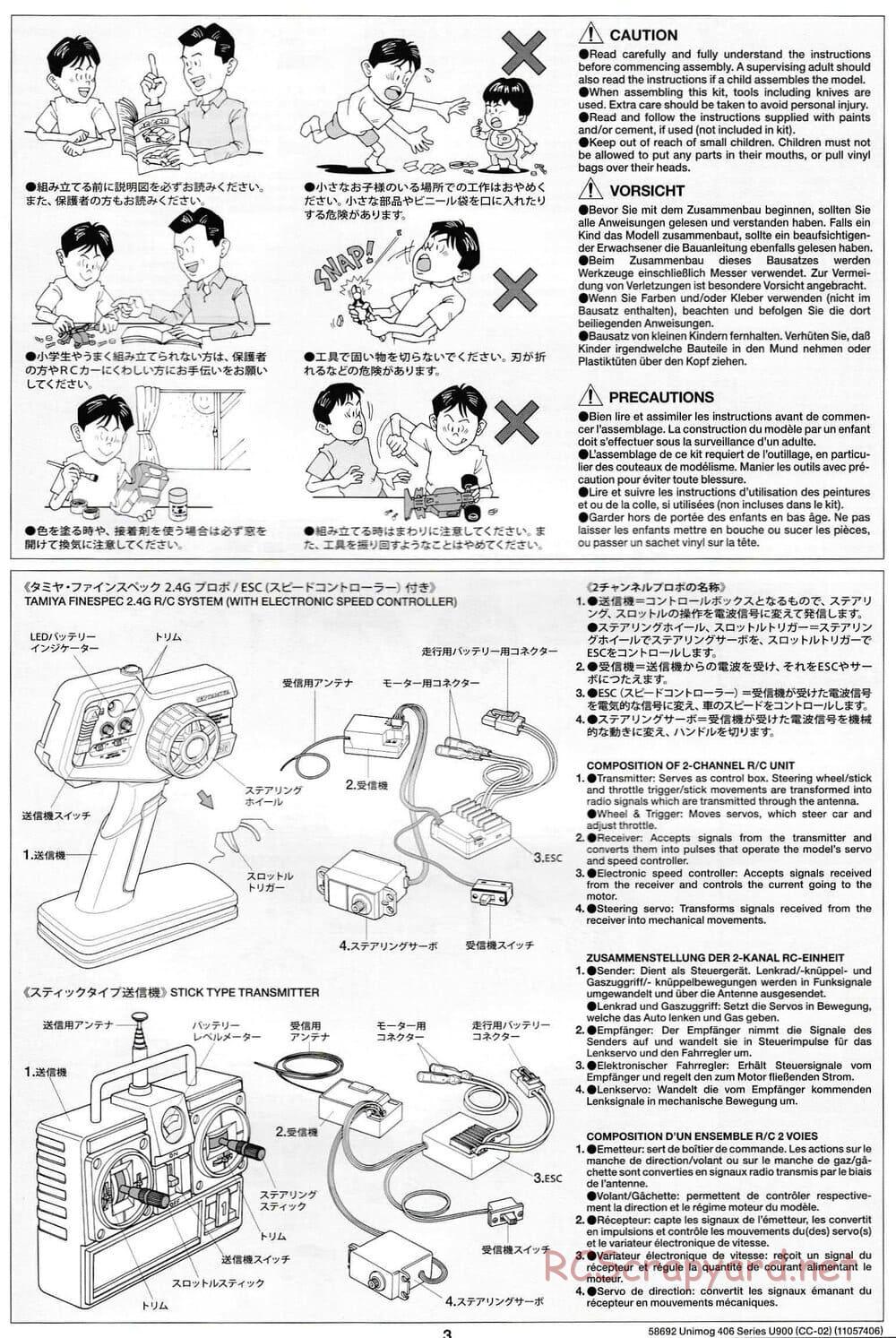 Tamiya - Mercedes-Benz Unimog 406 Series U900 - CC-02 Chassis - Manual - Page 3