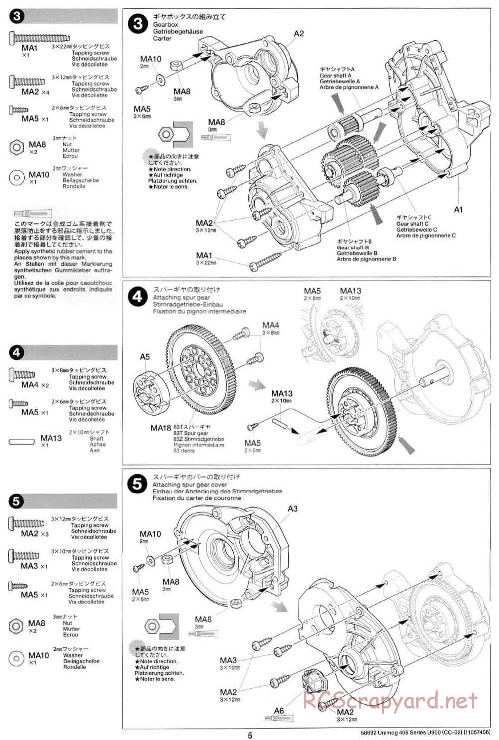 Tamiya - Mercedes-Benz Unimog 406 Series U900 - CC-02 Chassis - Manual - Page 5
