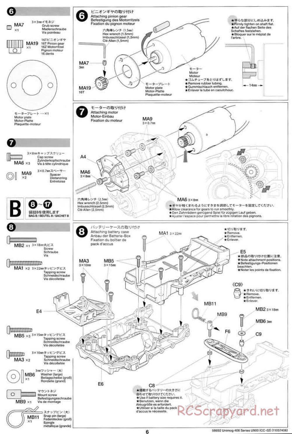 Tamiya - Mercedes-Benz Unimog 406 Series U900 - CC-02 Chassis - Manual - Page 6