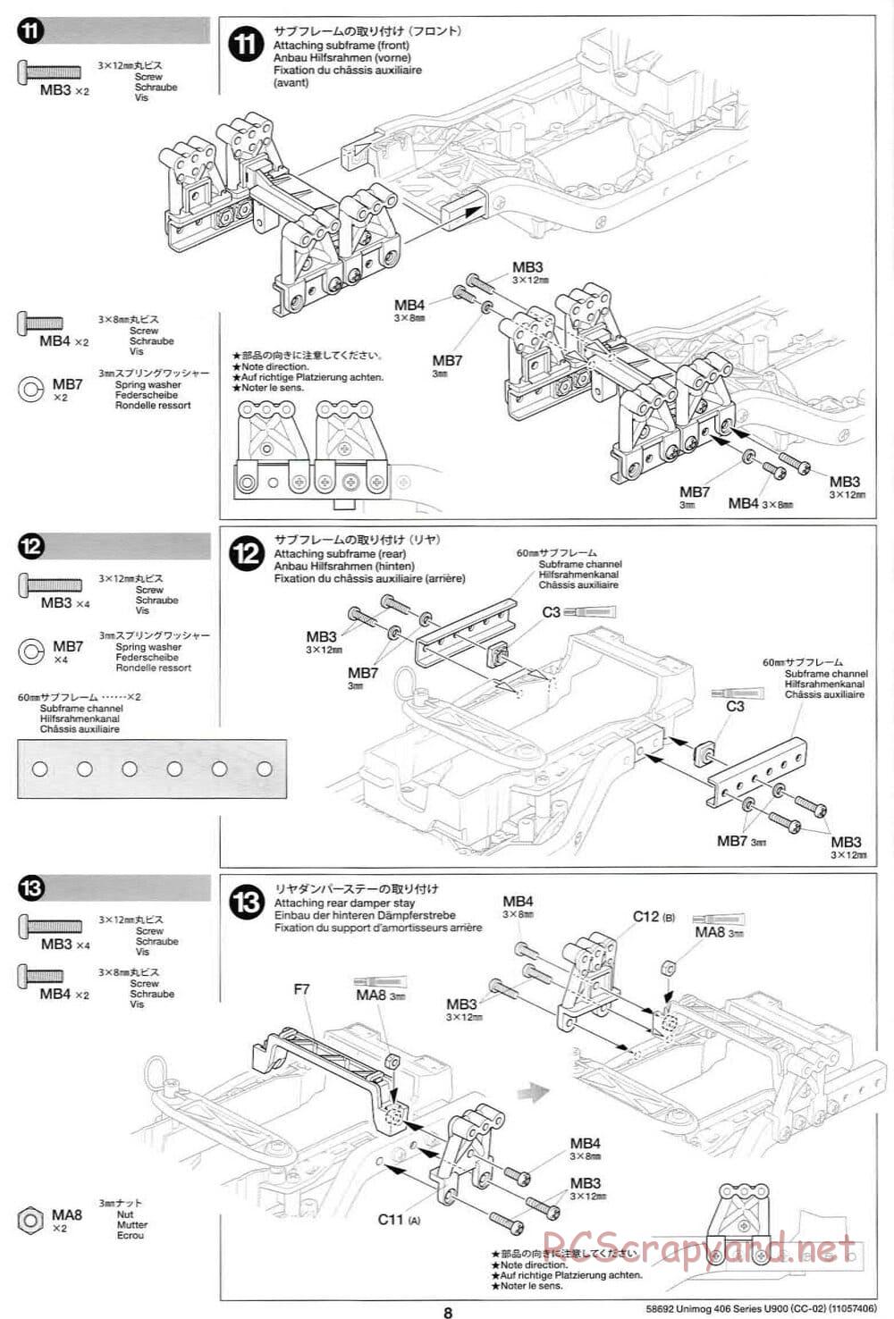 Tamiya - Mercedes-Benz Unimog 406 Series U900 - CC-02 Chassis - Manual - Page 8