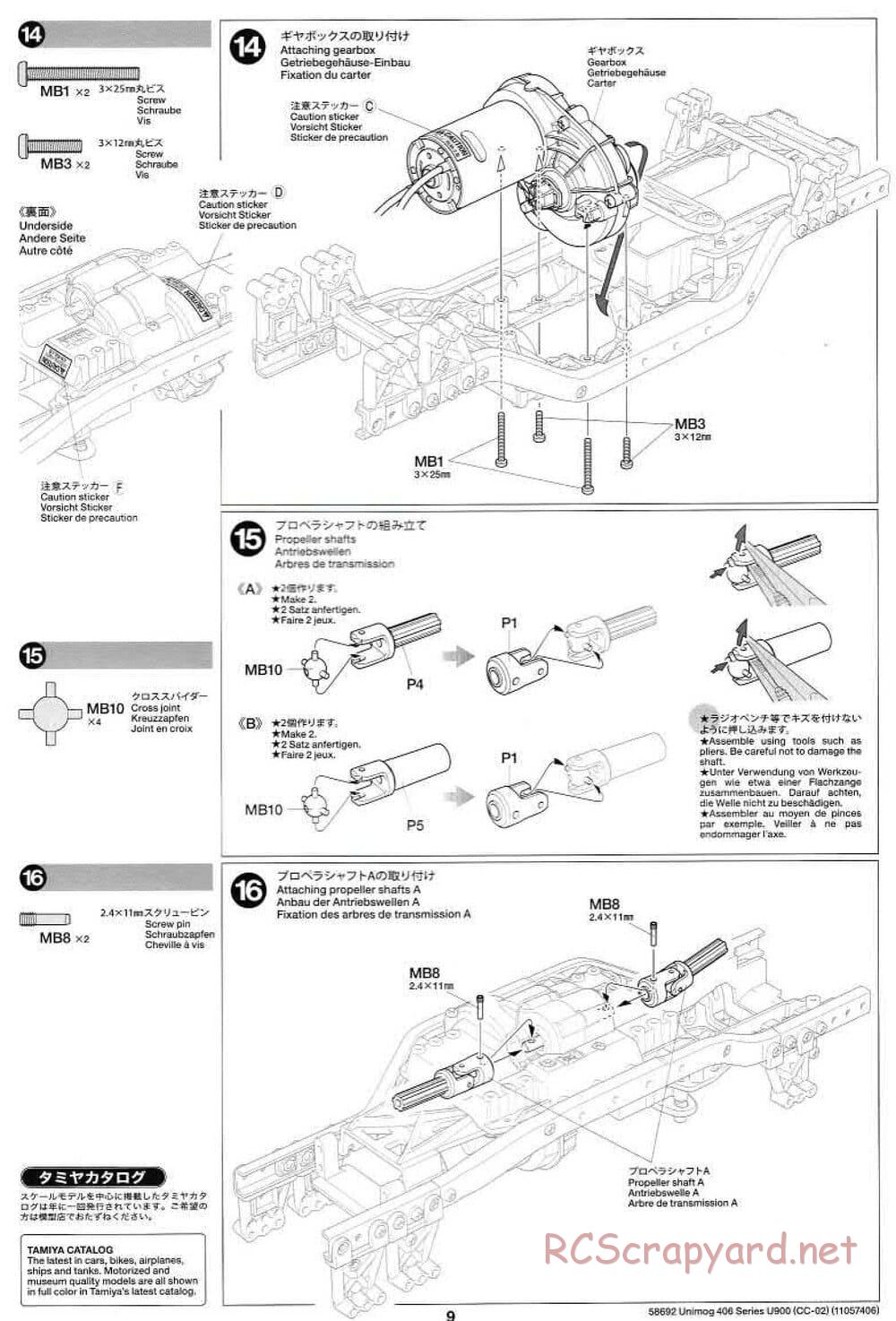 Tamiya - Mercedes-Benz Unimog 406 Series U900 - CC-02 Chassis - Manual - Page 9