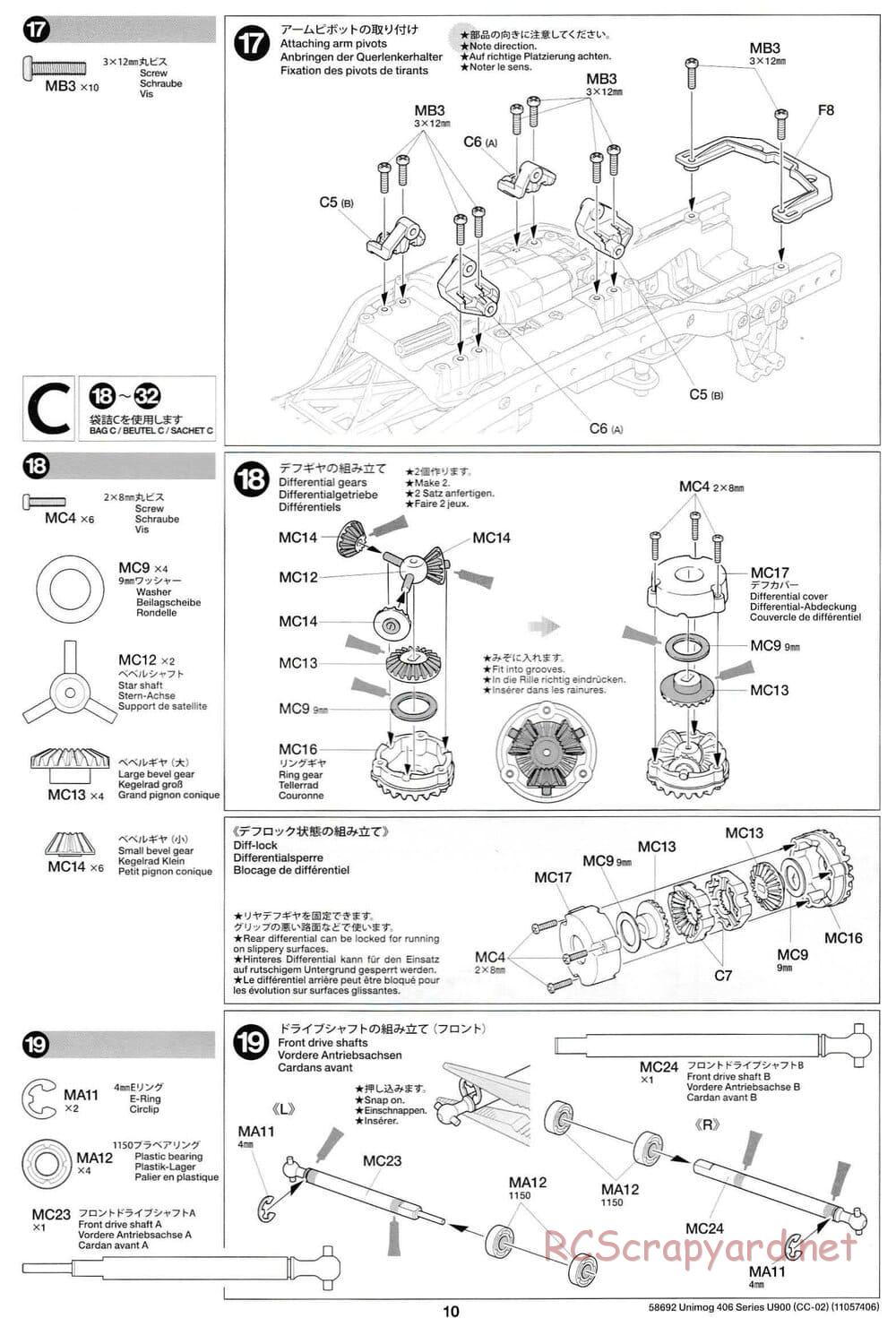 Tamiya - Mercedes-Benz Unimog 406 Series U900 - CC-02 Chassis - Manual - Page 10