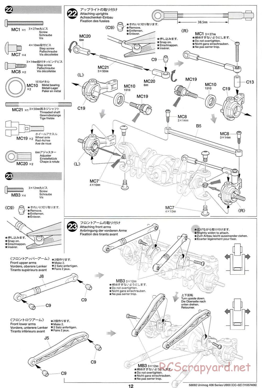 Tamiya - Mercedes-Benz Unimog 406 Series U900 - CC-02 Chassis - Manual - Page 12