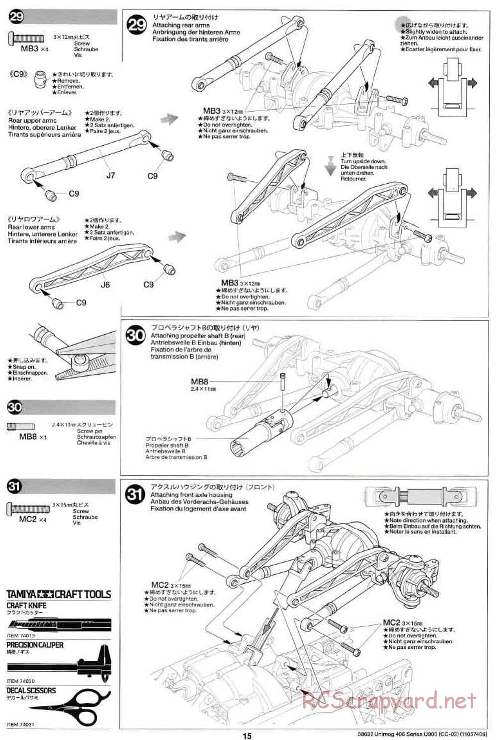 Tamiya - Mercedes-Benz Unimog 406 Series U900 - CC-02 Chassis - Manual - Page 15