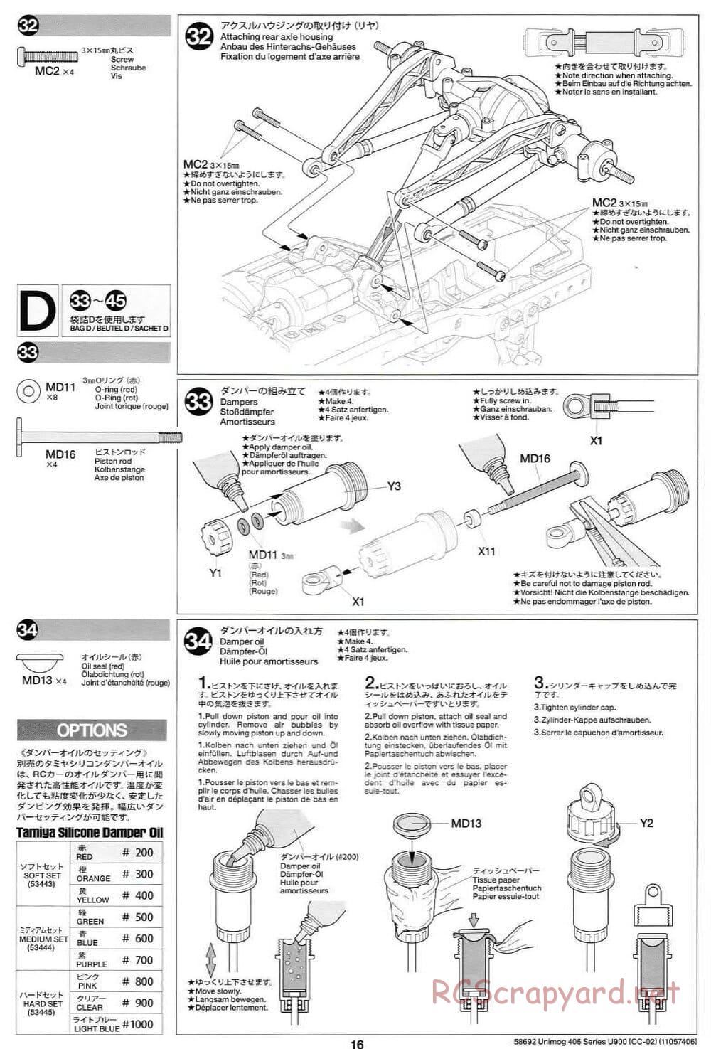Tamiya - Mercedes-Benz Unimog 406 Series U900 - CC-02 Chassis - Manual - Page 16