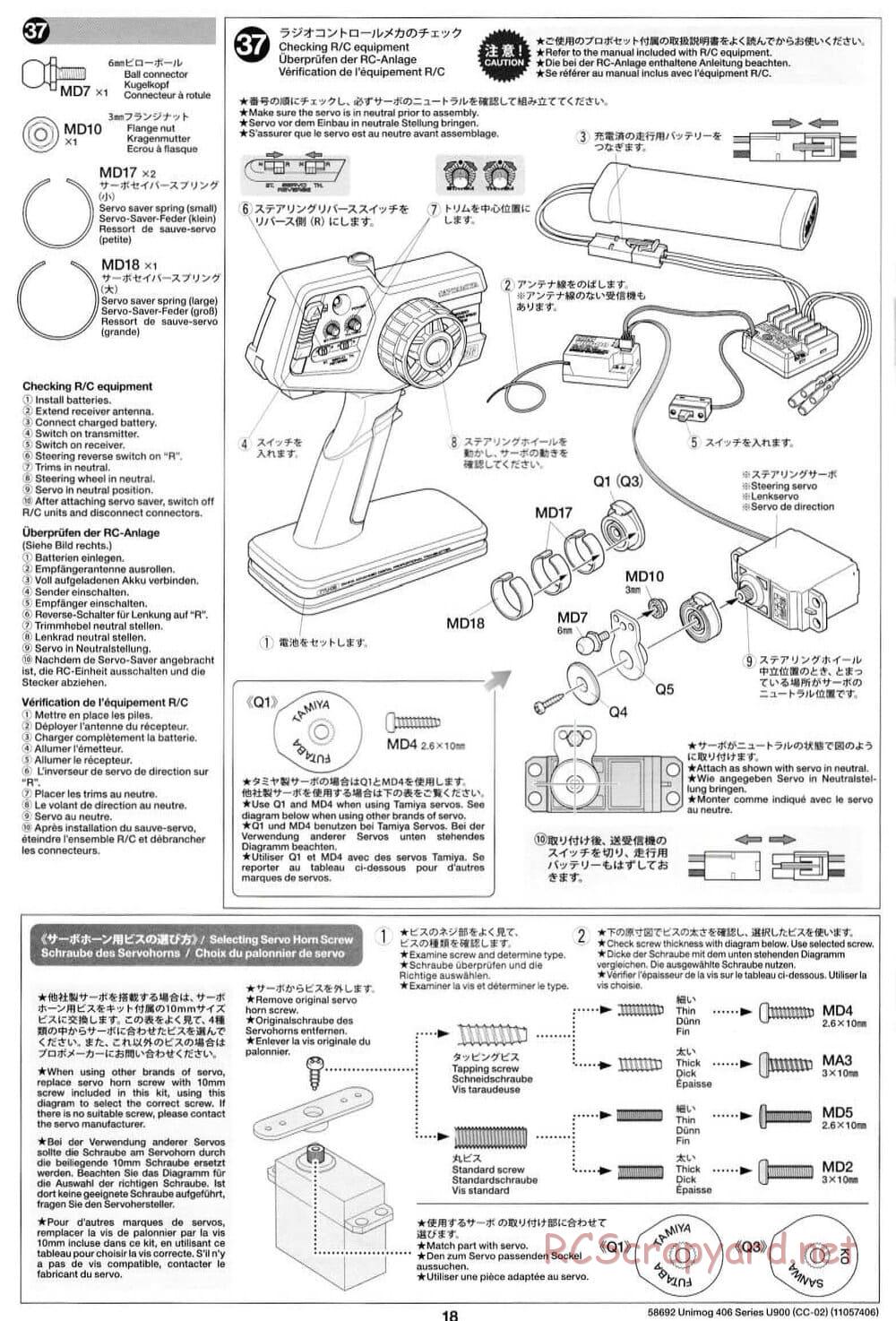 Tamiya - Mercedes-Benz Unimog 406 Series U900 - CC-02 Chassis - Manual - Page 18