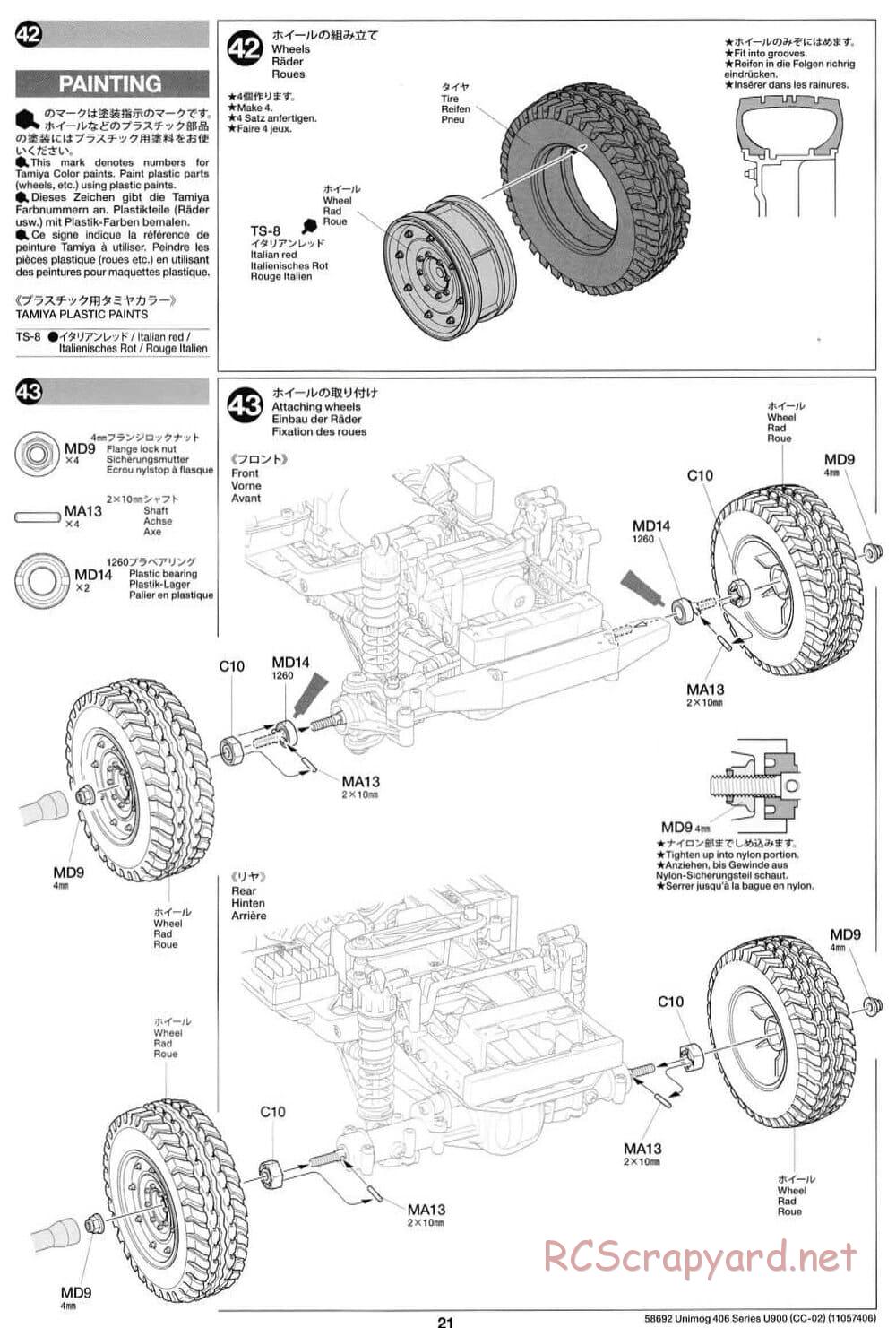 Tamiya - Mercedes-Benz Unimog 406 Series U900 - CC-02 Chassis - Manual - Page 21