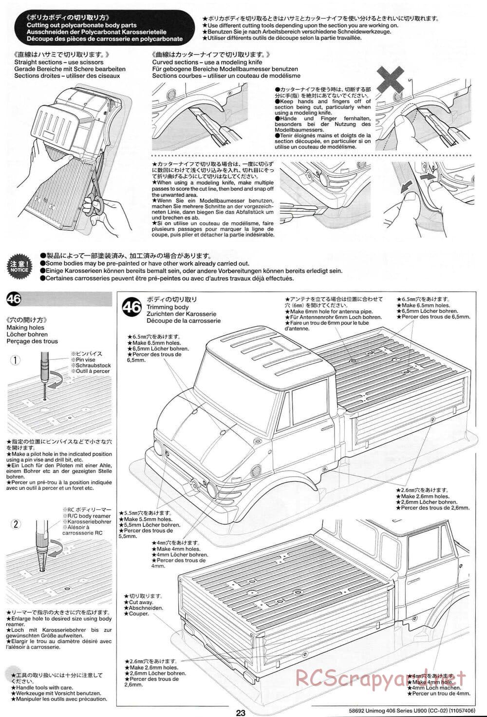 Tamiya - Mercedes-Benz Unimog 406 Series U900 - CC-02 Chassis - Manual - Page 23