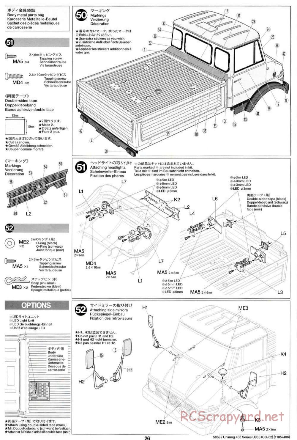 Tamiya - Mercedes-Benz Unimog 406 Series U900 - CC-02 Chassis - Manual - Page 26