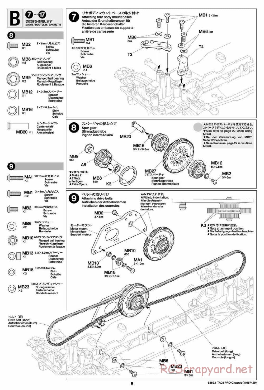 Tamiya - TA08 Pro Chassis - Manual - Page 6