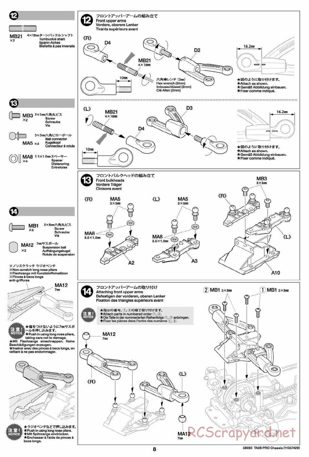 Tamiya - TA08 Pro Chassis - Manual - Page 8