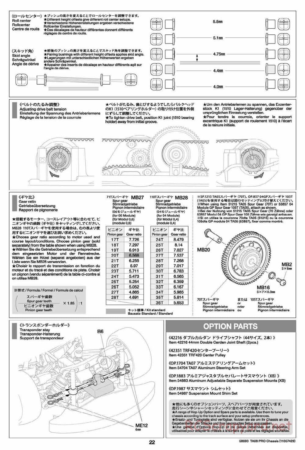 Tamiya - TA08 Pro Chassis - Manual - Page 22