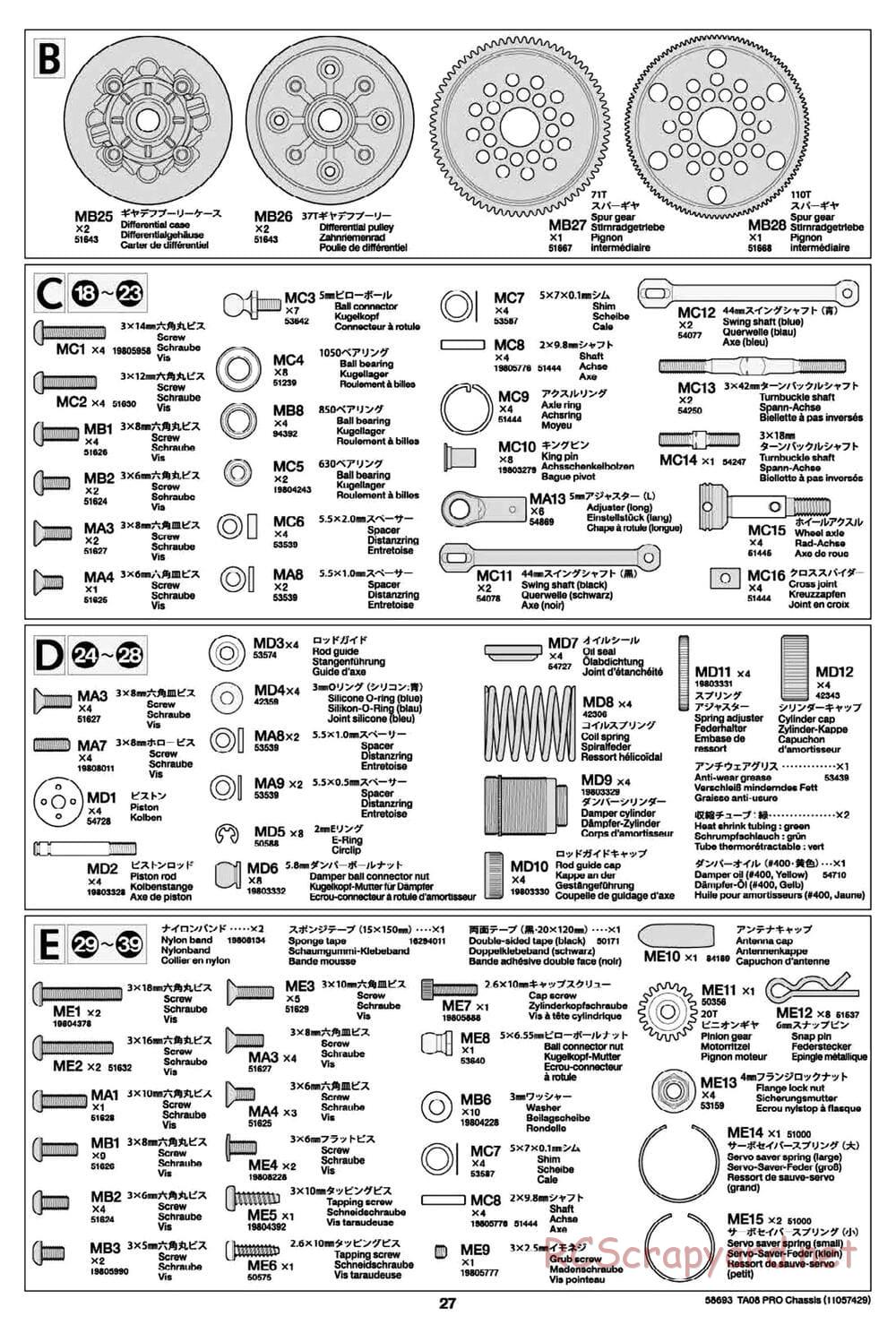 Tamiya - TA08 Pro Chassis - Manual - Page 27