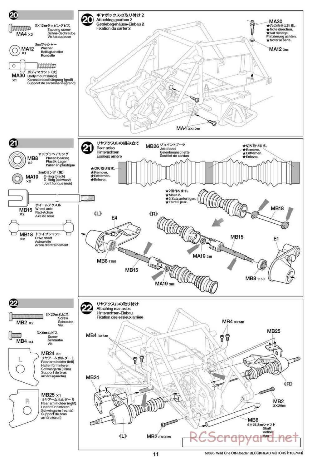 Tamiya - Wild One Off Roader Blockhead Motors - FAV Chassis - Manual - Page 11