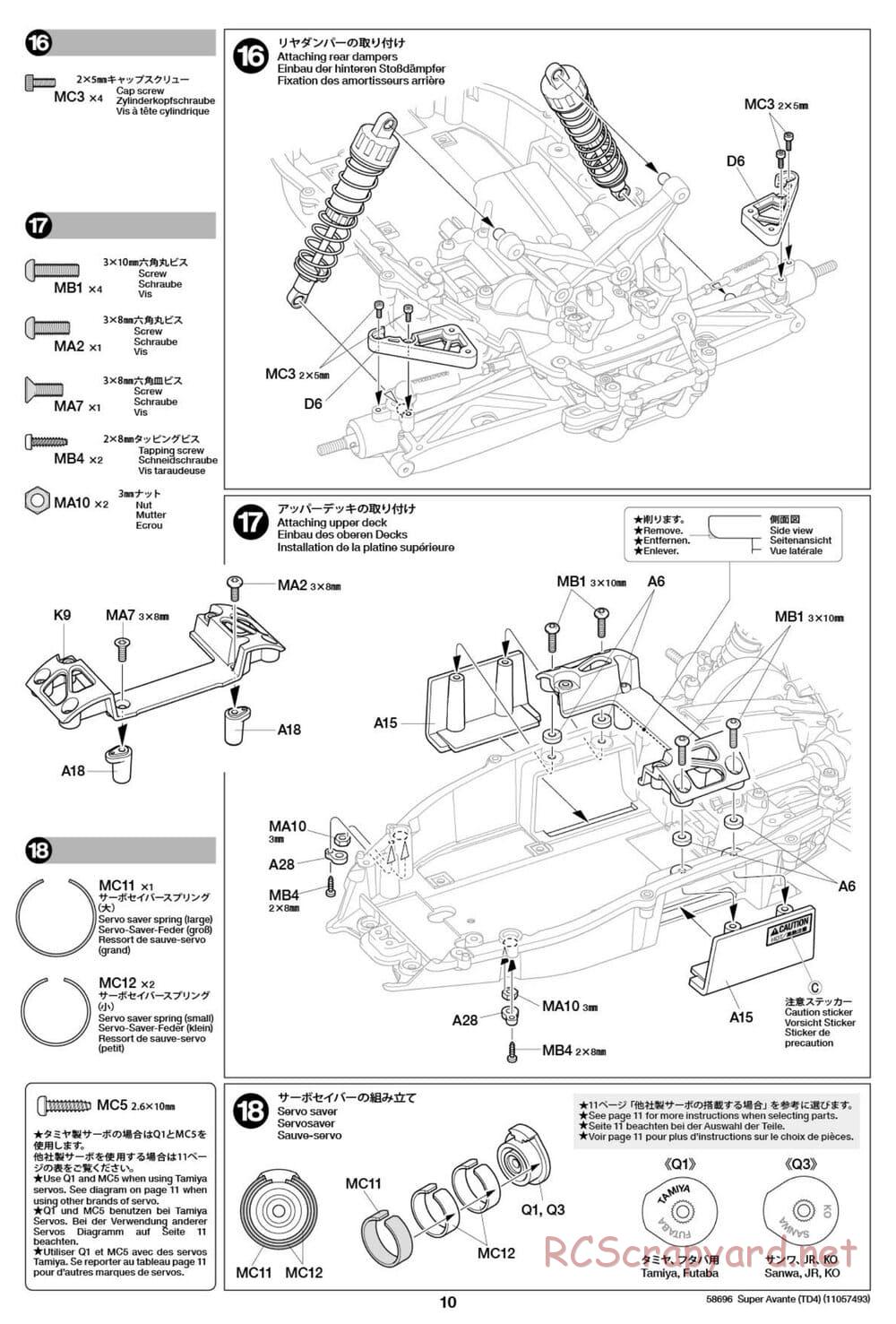 Tamiya - Super Avante - TD4 Chassis - Manual - Page 11