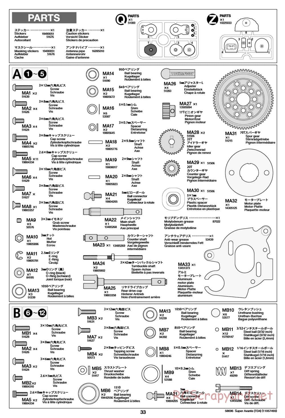 Tamiya - Super Avante - TD4 Chassis - Manual - Page 34