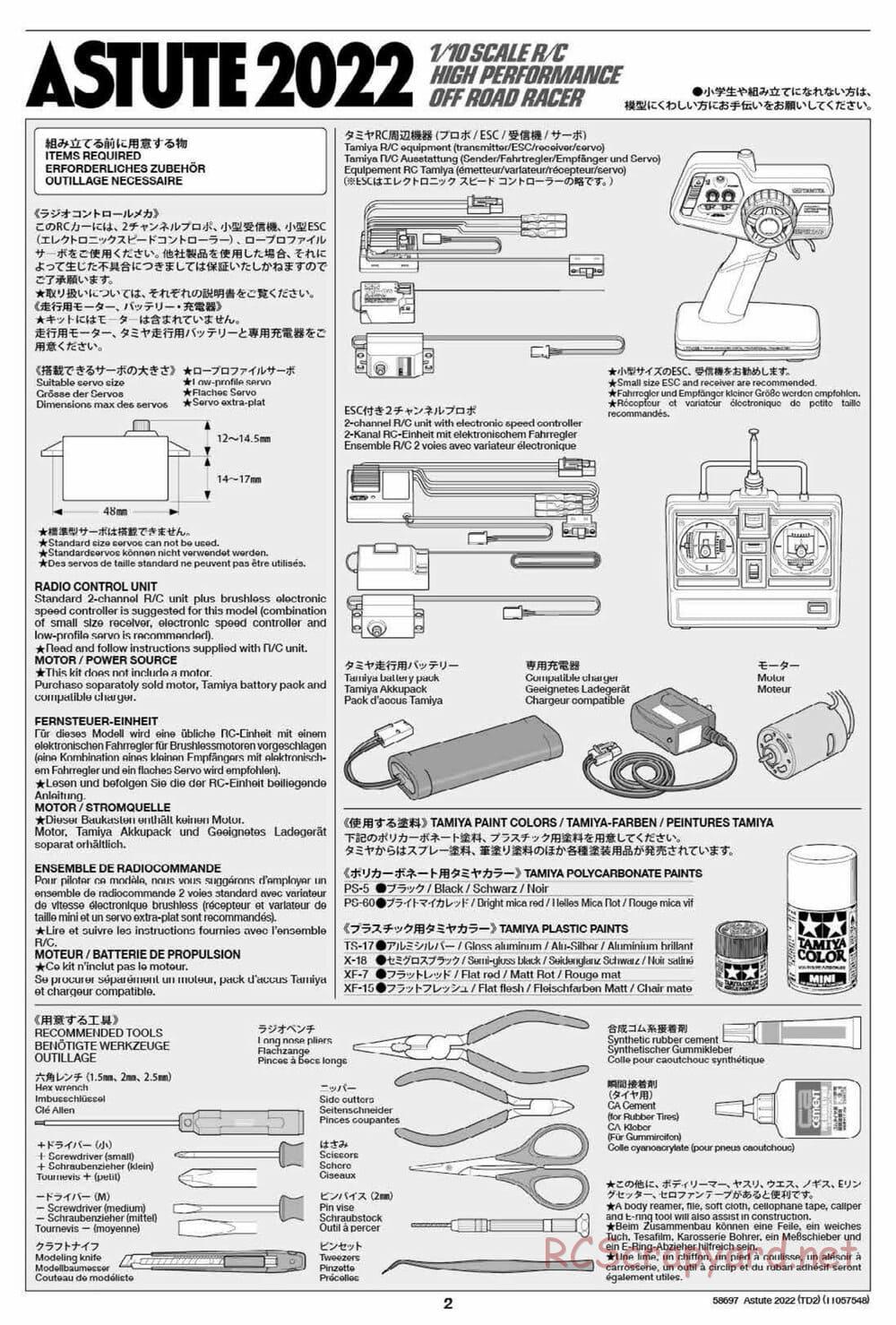 Tamiya - Astute 2022 - TD2 Chassis - Manual - Page 2