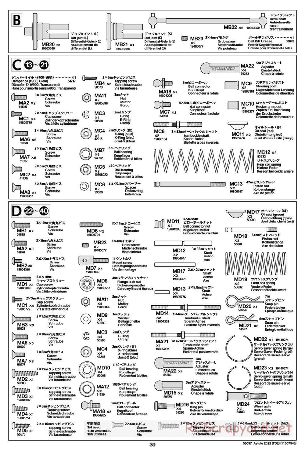 Tamiya - Astute 2022 - TD2 Chassis - Manual - Page 30