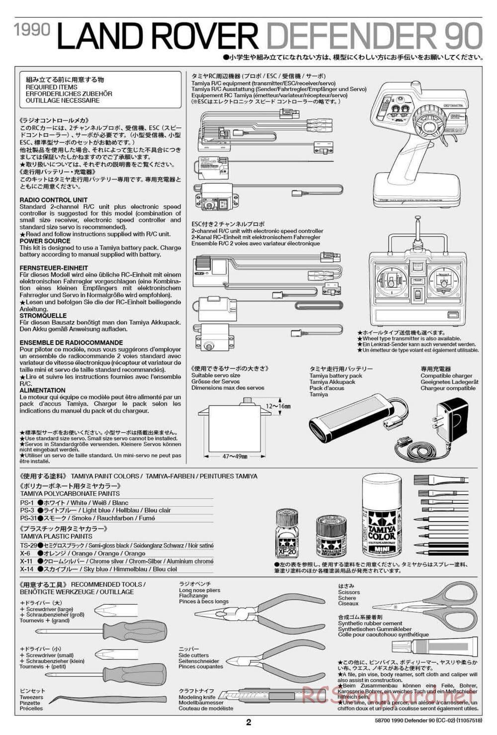 Tamiya - 1990 Land Rover Defender 90 - CC-02 Chassis - Manual - Page 2