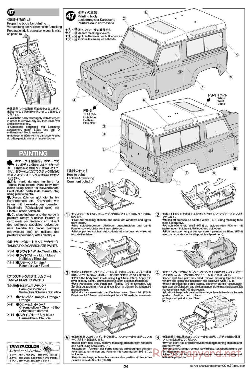 Tamiya - 1990 Land Rover Defender 90 - CC-02 Chassis - Manual - Page 24
