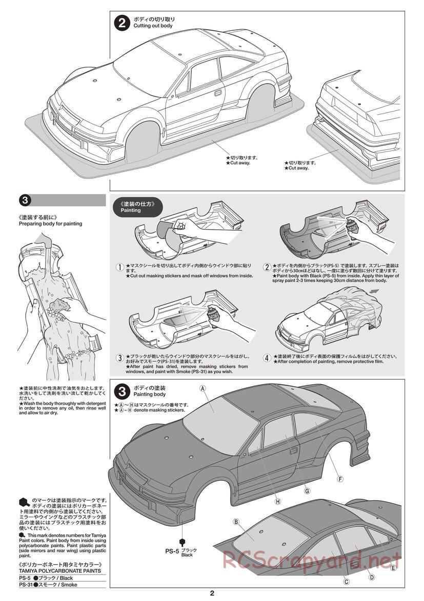 Tamiya - Opel Calibra V6 Cliff - TT-01E Chassis - Body Manual - Page 2