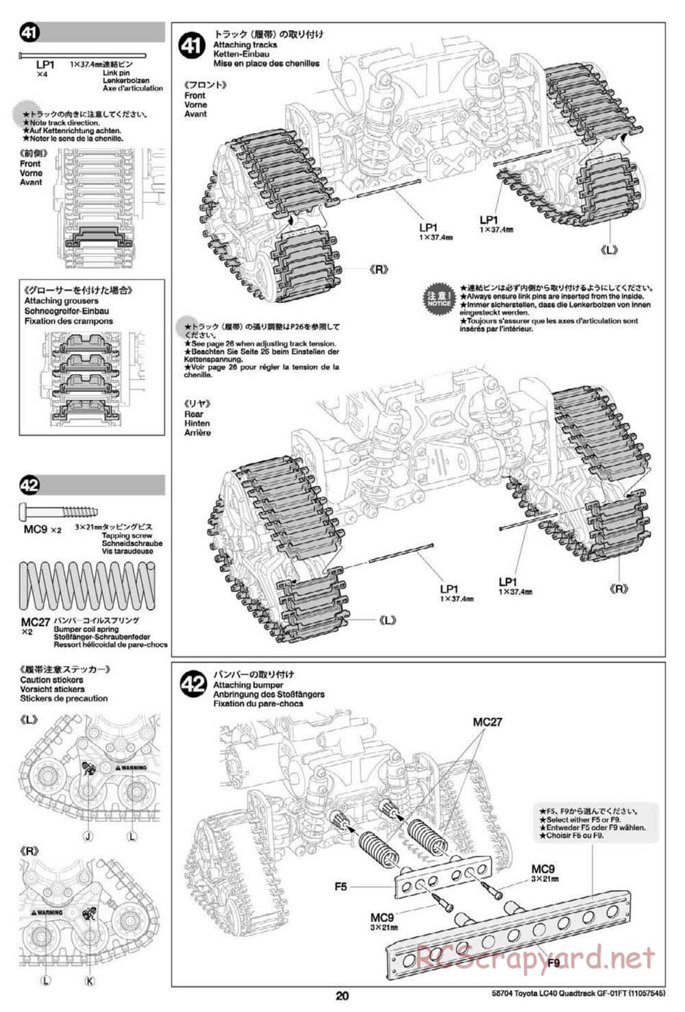 Tamiya - Toyota Land Cruiser 40 Pick-Up Quadtrack - GF-01FT Chassis - Manual - Page 20