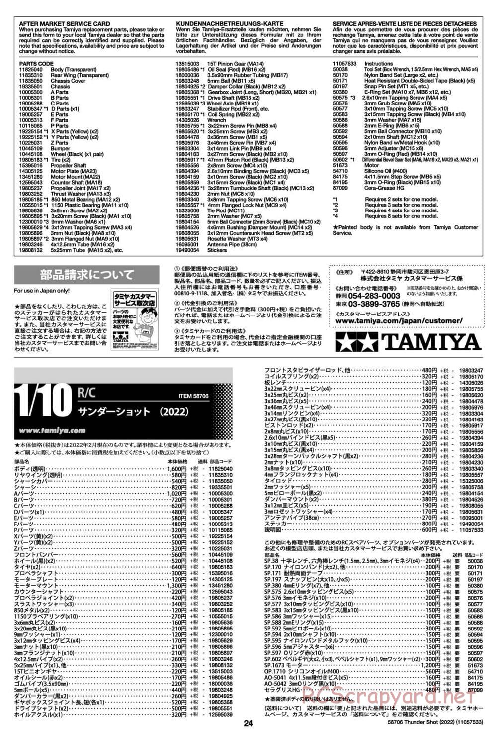 Tamiya - Thunder Shot (2022) - TS1/TS2 Chassis - Manual - Page 24