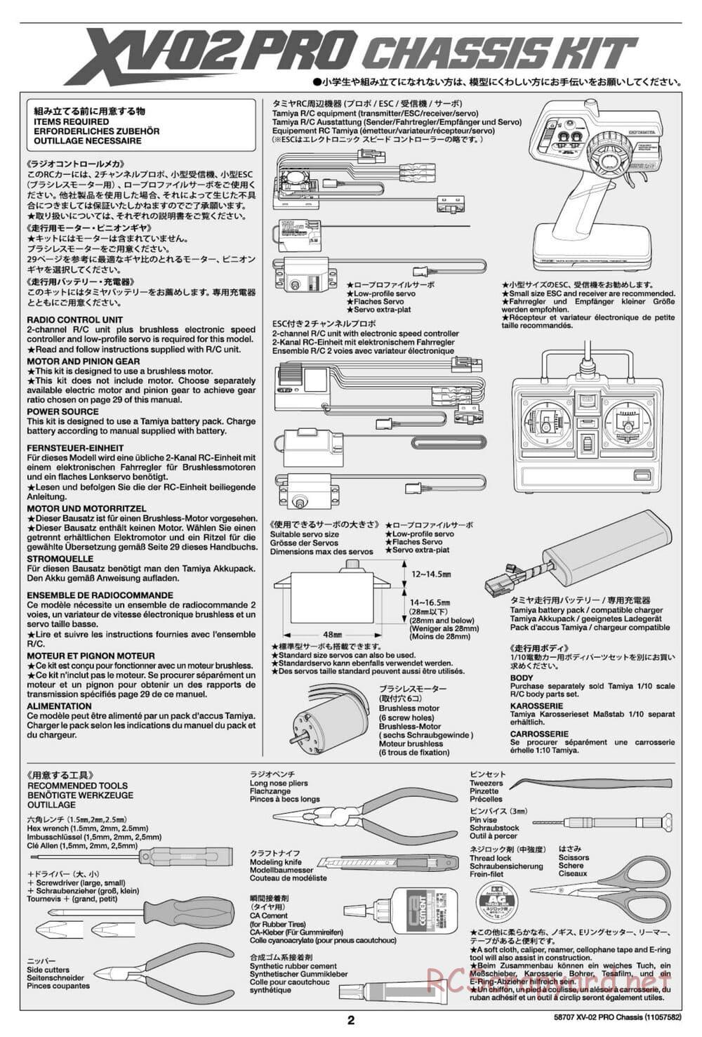 Tamiya - XV-02 Pro Chassis - Manual - Page 2