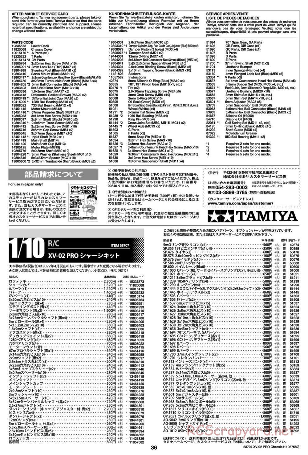 Tamiya - XV-02 Pro Chassis - Manual - Page 36