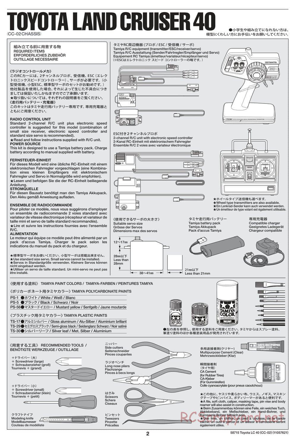 Tamiya - Toyota Land Cruiser 40 - CC-02 Chassis - Manual - Page 2