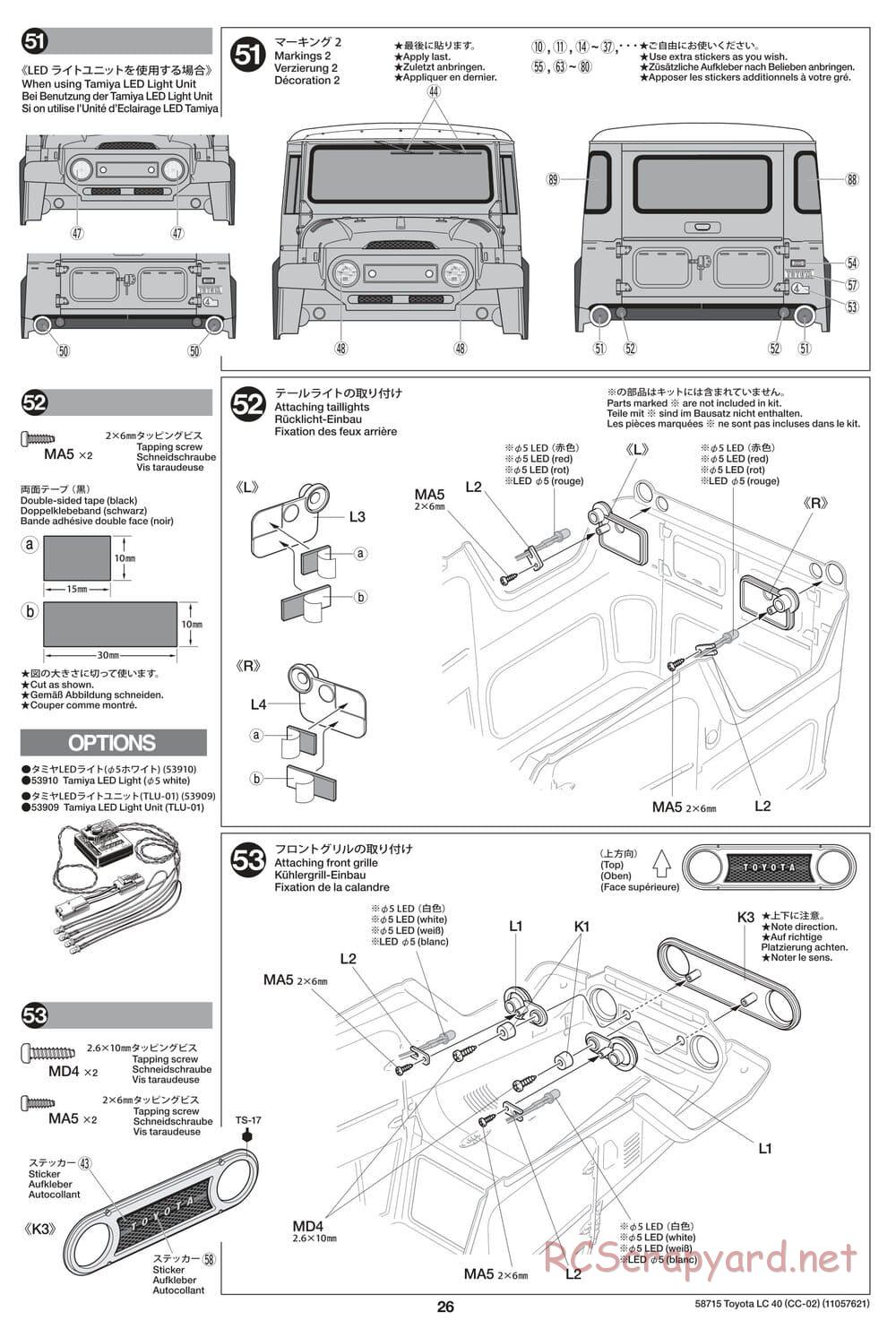 Tamiya - Toyota Land Cruiser 40 - CC-02 Chassis - Manual - Page 26
