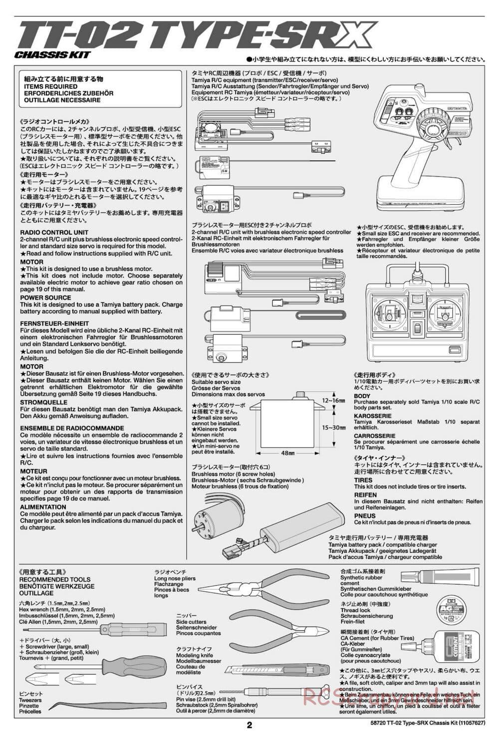 Tamiya - TT-02 Type-SRX Chassis - Manual - Page 2