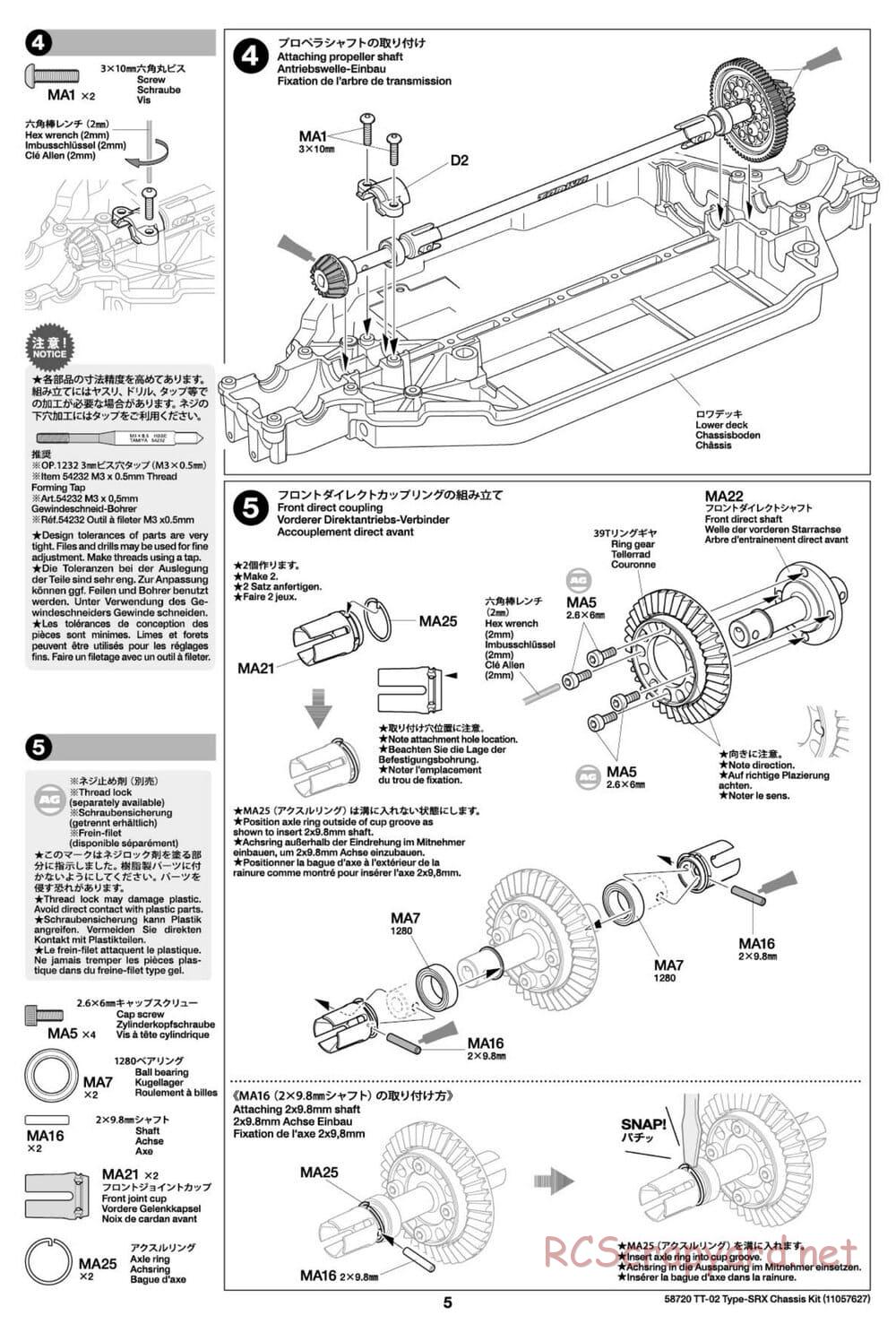 Tamiya - TT-02 Type-SRX Chassis - Manual - Page 5