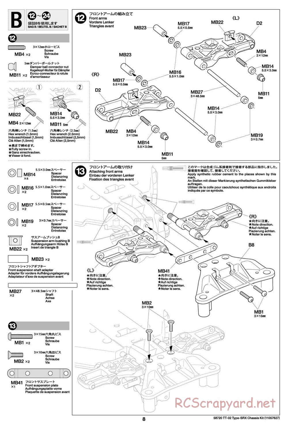 Tamiya - TT-02 Type-SRX Chassis - Manual - Page 8