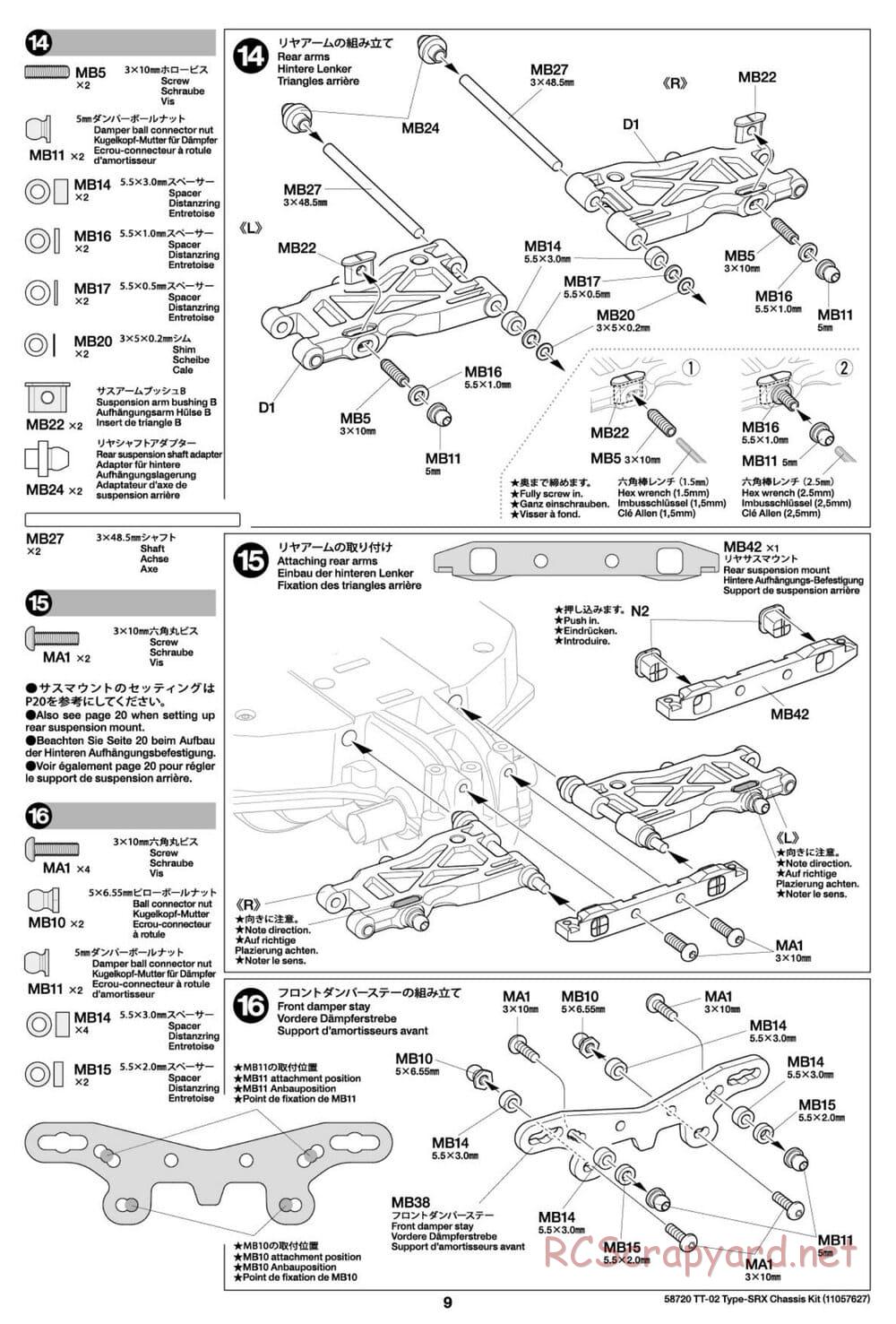 Tamiya - TT-02 Type-SRX Chassis - Manual - Page 9