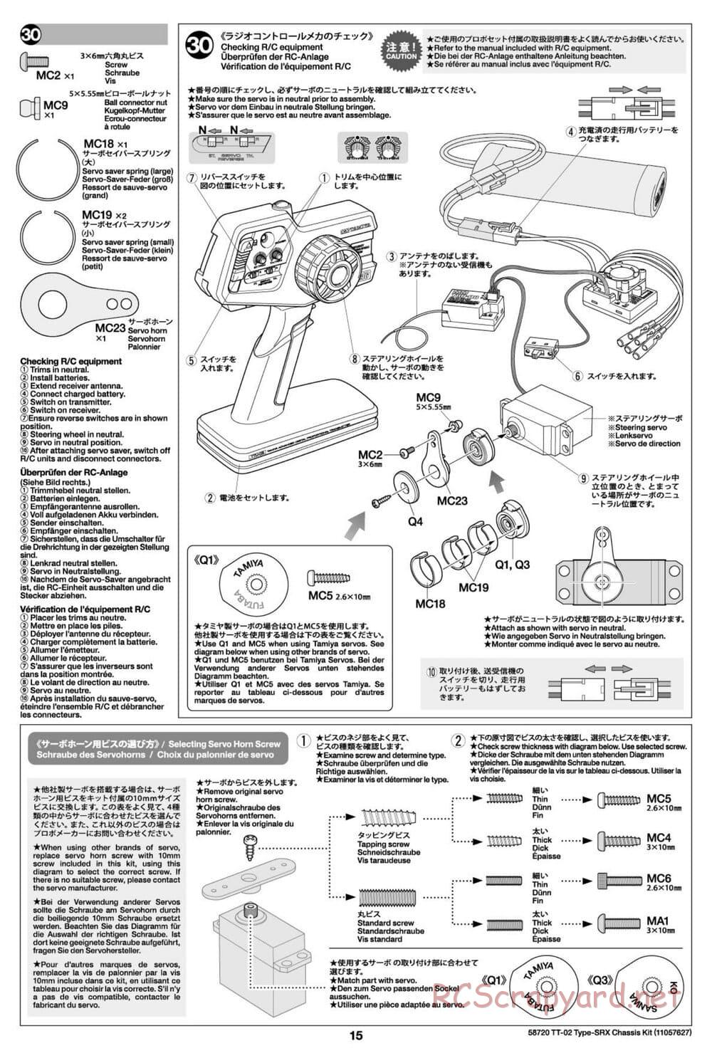 Tamiya - TT-02 Type-SRX Chassis - Manual - Page 15