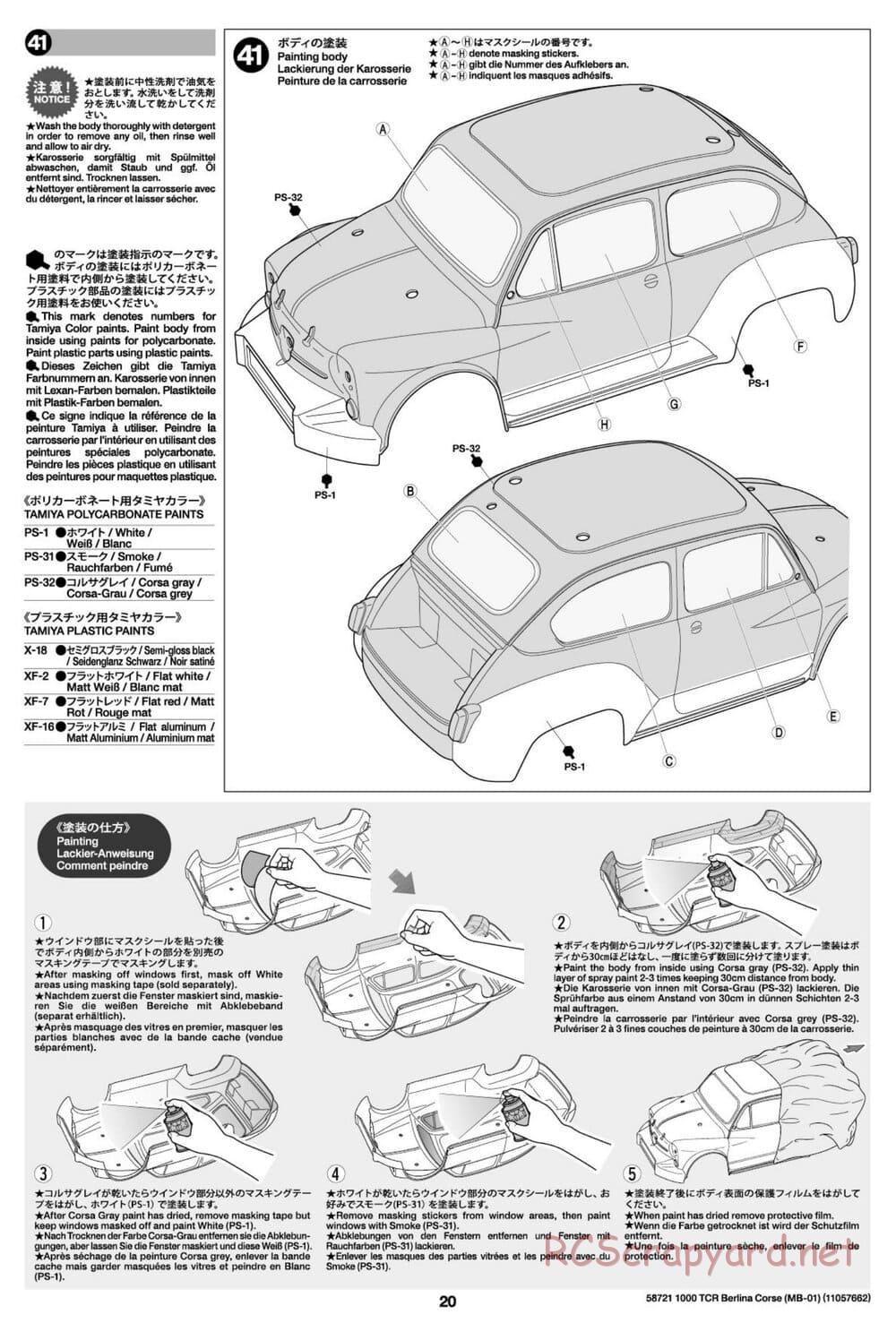 Tamiya - Fiat Abarth 1000 TCR Berlina Corsa - MB-01 Chassis - Manual - Page 20