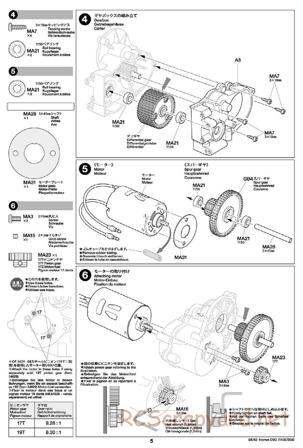 Tamiya - Hornet Evo Chassis - Manual - Page 5