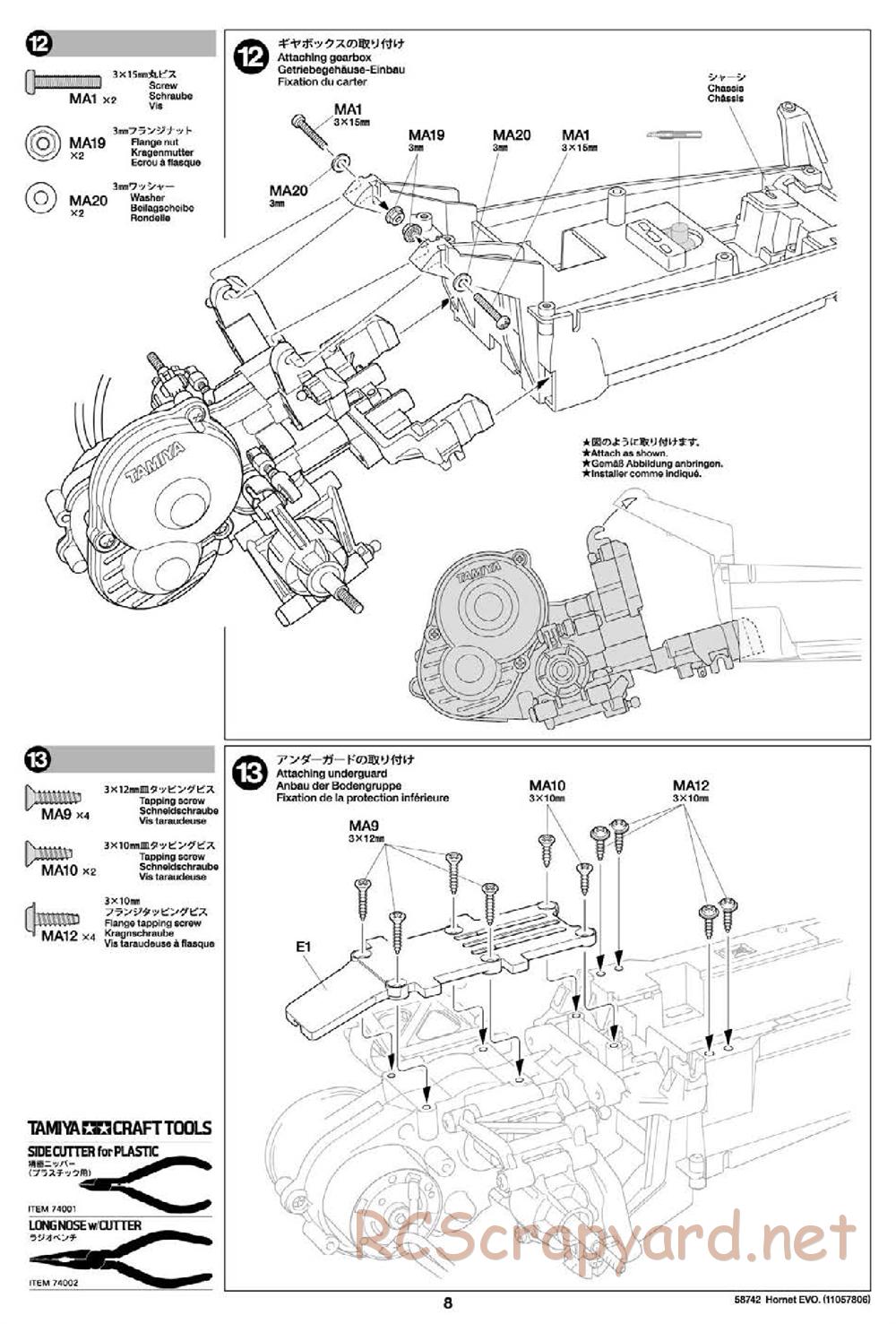 Tamiya - Hornet Evo Chassis - Manual - Page 8