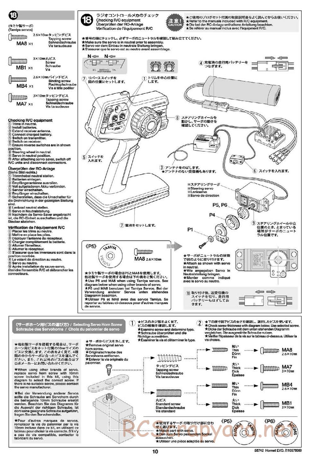 Tamiya - Hornet Evo Chassis - Manual - Page 10