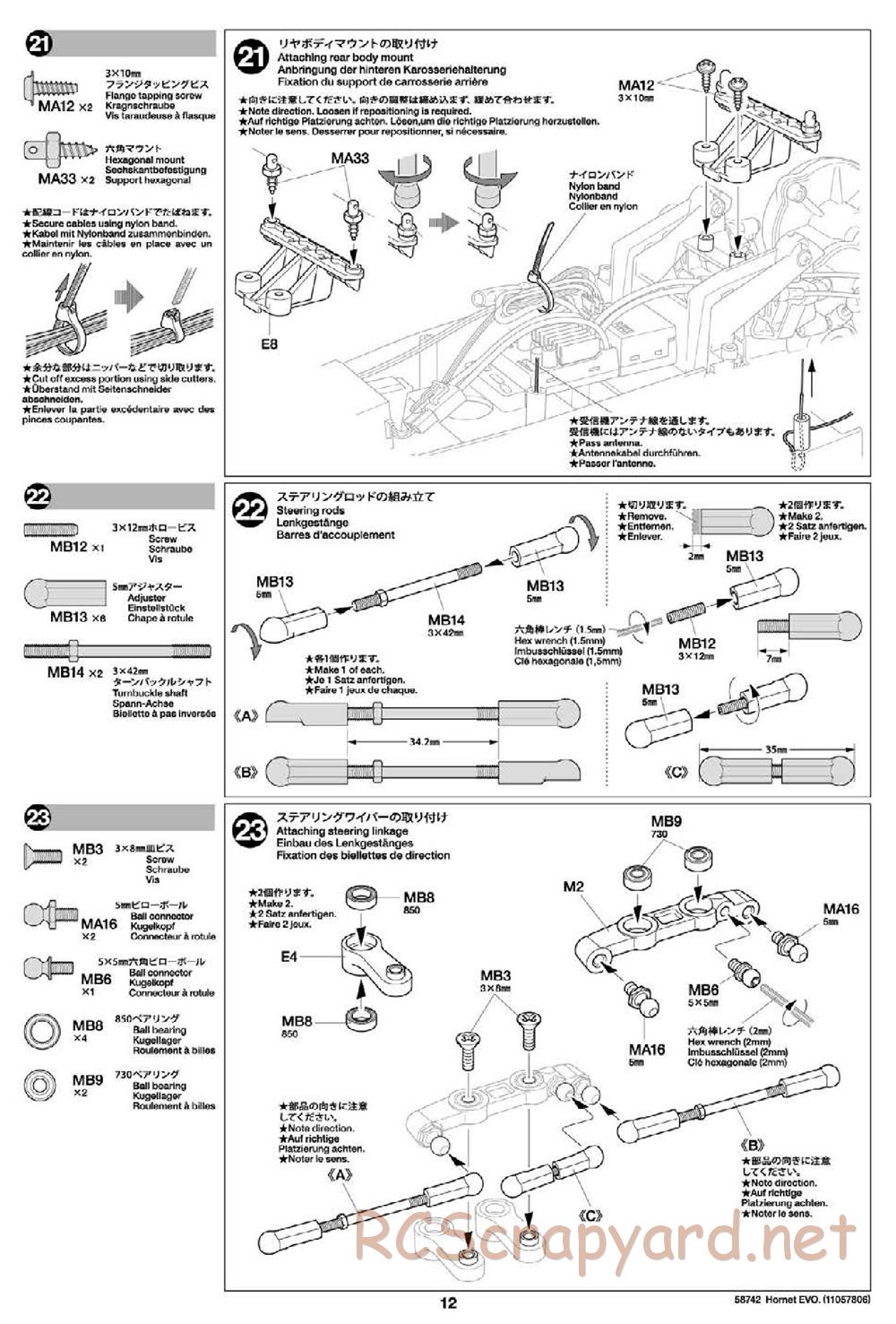 Tamiya - Hornet Evo Chassis - Manual - Page 12