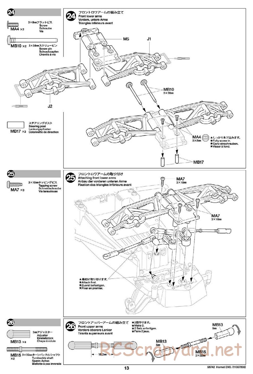Tamiya - Hornet Evo Chassis - Manual - Page 13