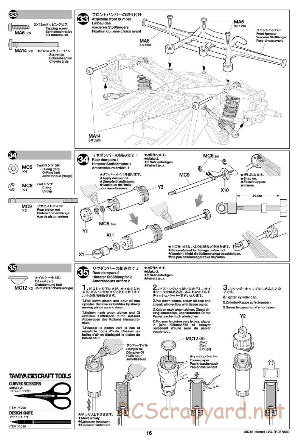 Tamiya - Hornet Evo Chassis - Manual - Page 16