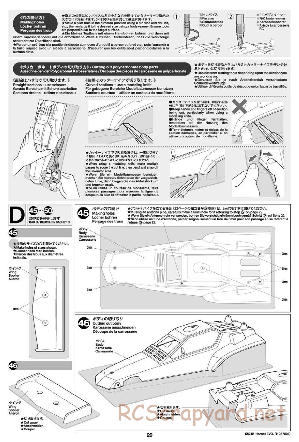 Tamiya - Hornet Evo Chassis - Manual - Page 20