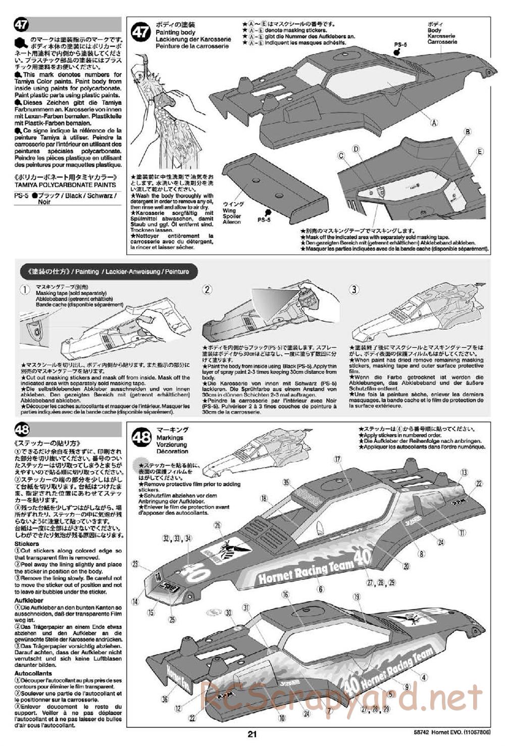 Tamiya - Hornet Evo Chassis - Manual - Page 21